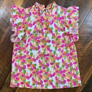 THML Multicolor Abstract Floral Ruffle Sleeve Blouse Women’s XS